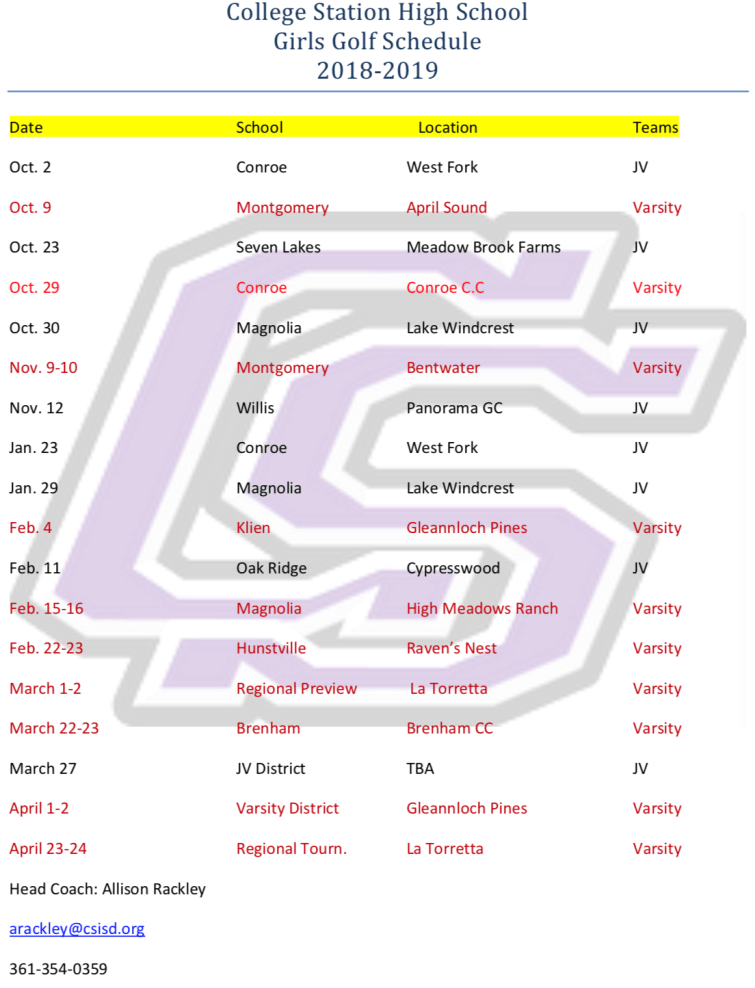 CSHS GIRLS GOLF